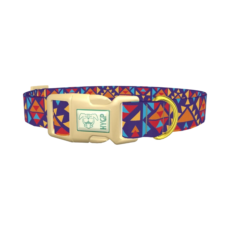 Colorful Triangle Pattern Dog Collar - plastic gold