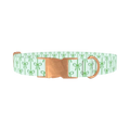 Green Bow Pattern Dog Collar - metal rose gold