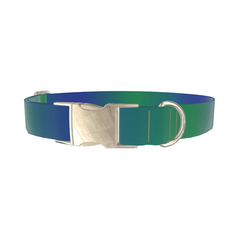 Gradient Blue Dog Collar - metal silver