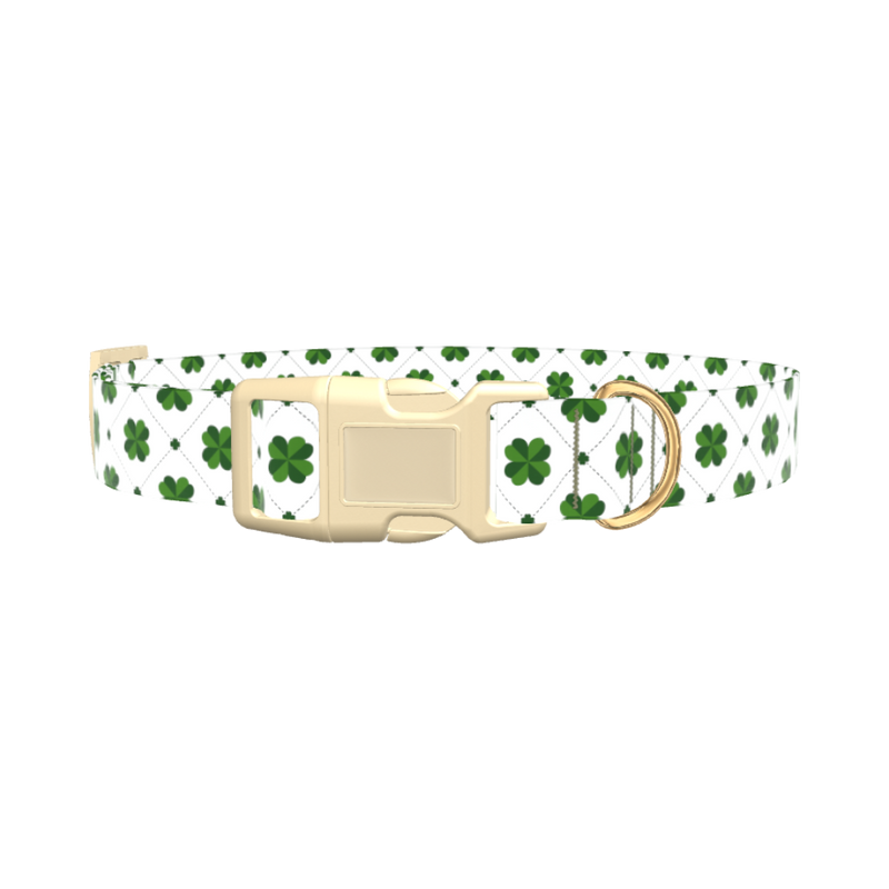 Dotted Clover Dog Collar - plastic silver