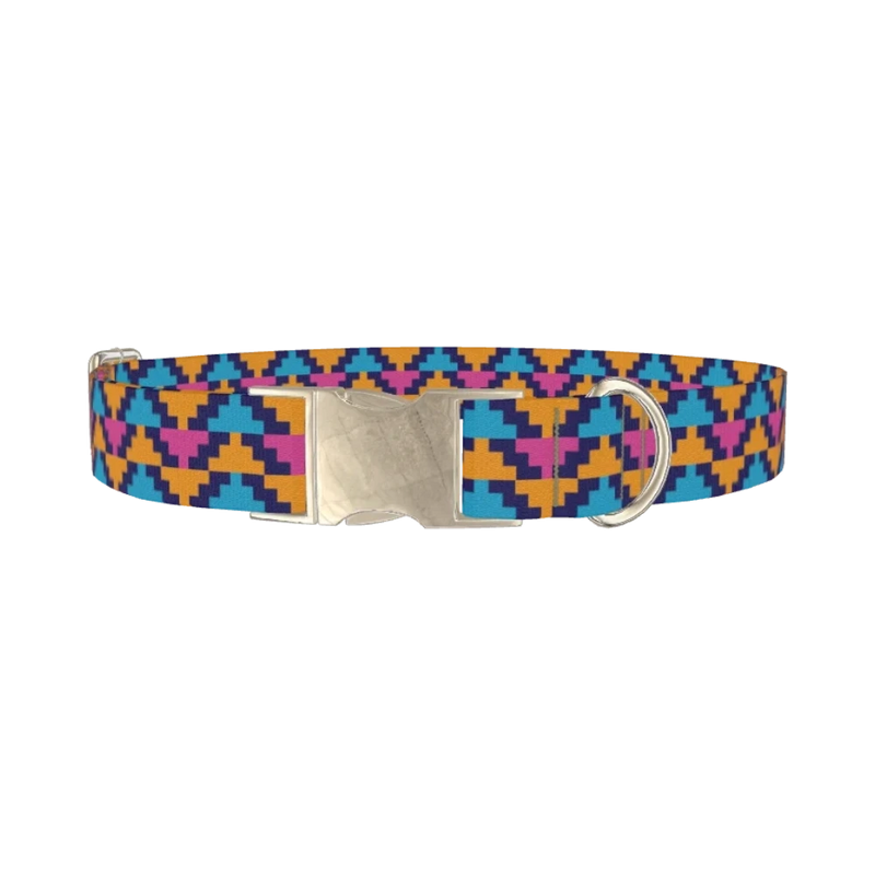 Geometric Pyramid Dog Collar - metal silver