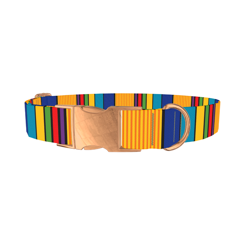 Vibrant Stripe Dog Collar - metal rose gold