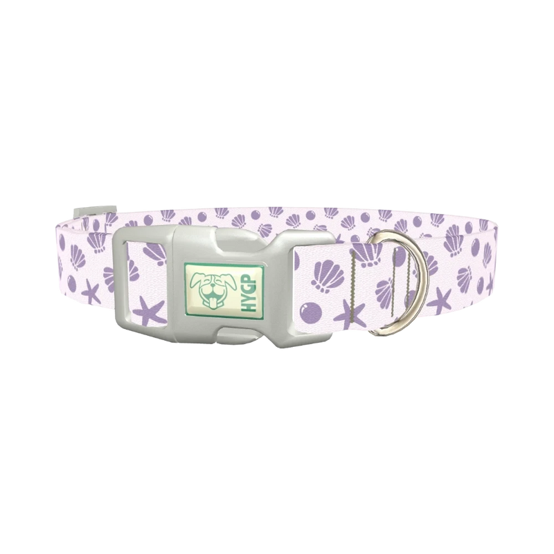 Seashells Ocean Dog Collar - plastic silver