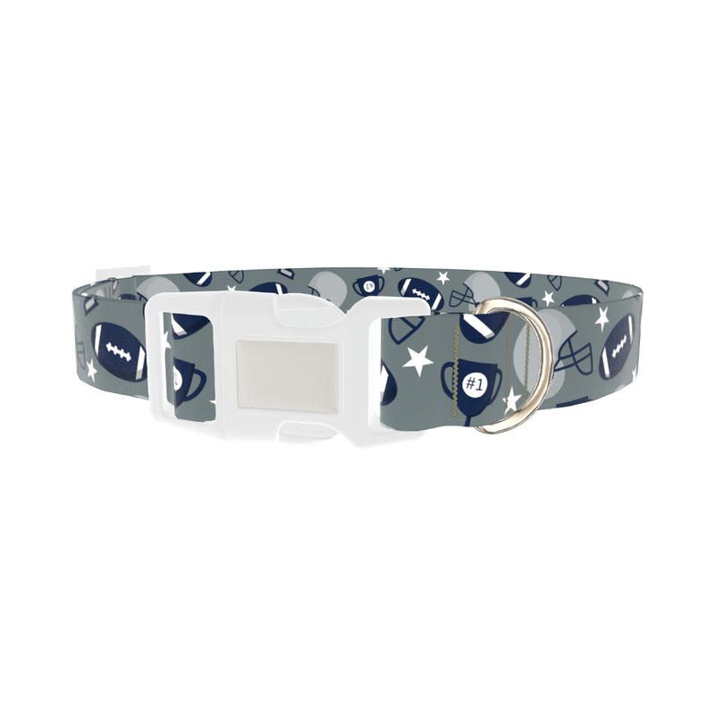 Football Sports Dog Collar - plastic silver