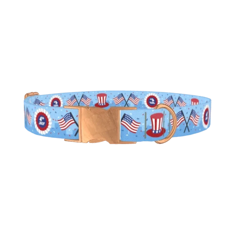 Patriotic American Dog Collar - metal rose gold