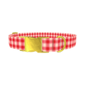 Plaid Pattern Dog Collar - metal gold