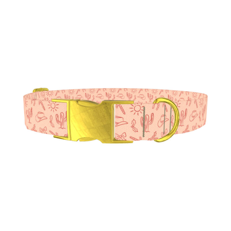 Holiday Western Cactus Dog Collar - metal gold