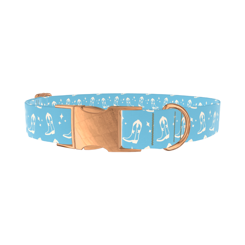 Cowboy Boot Dog Collar - metal silver