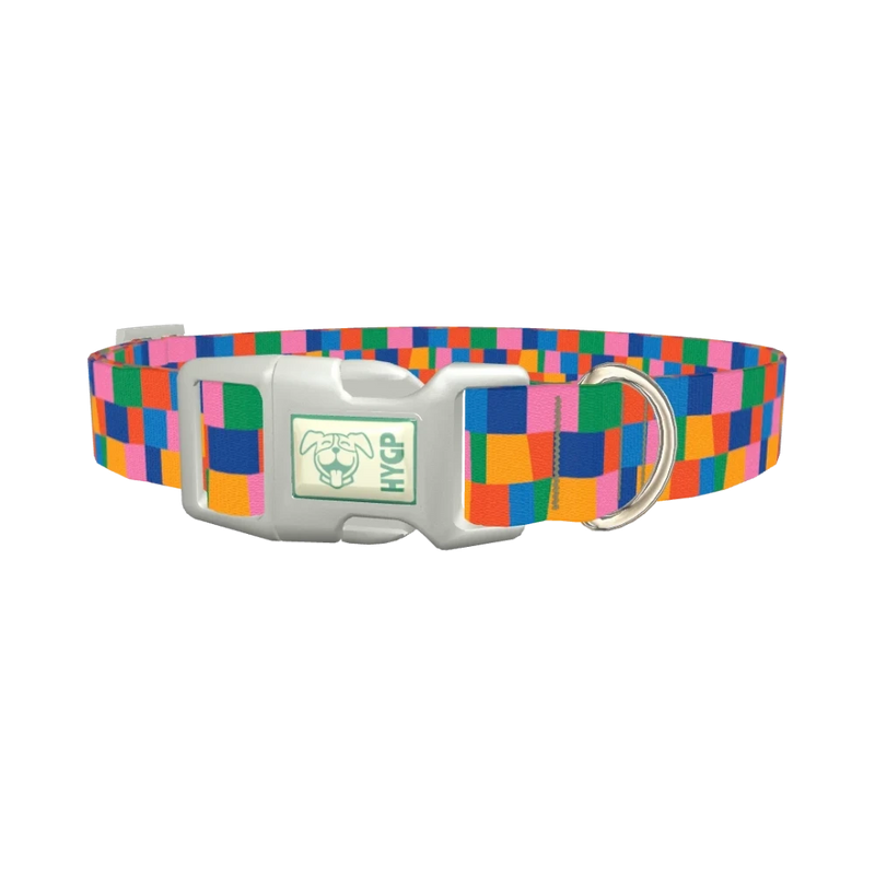 Geometric Rectangle Dog Collar - plastic silver