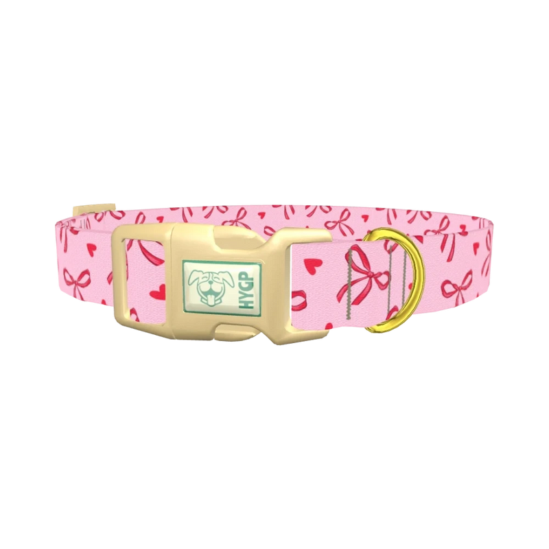Valentine Bow Dog Collar - plastic gold