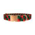 Plaid Check Dog Collar - metal rose gold