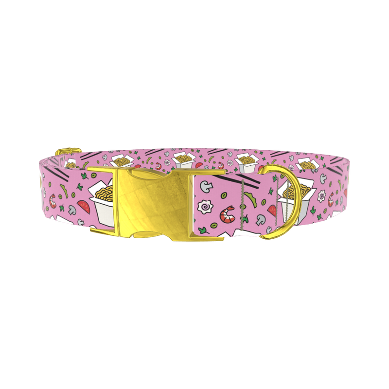 Noodle Takeout Dog Collar - metal gold