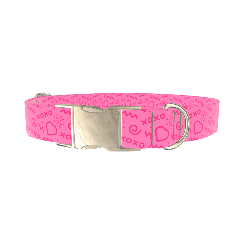 Geometric Valentine XO Dog Collar - metal gold