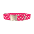 Layered Pink Heart Dog Collar - metal silver