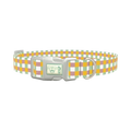 Plaid Stripes Dog Collar - plastic silver