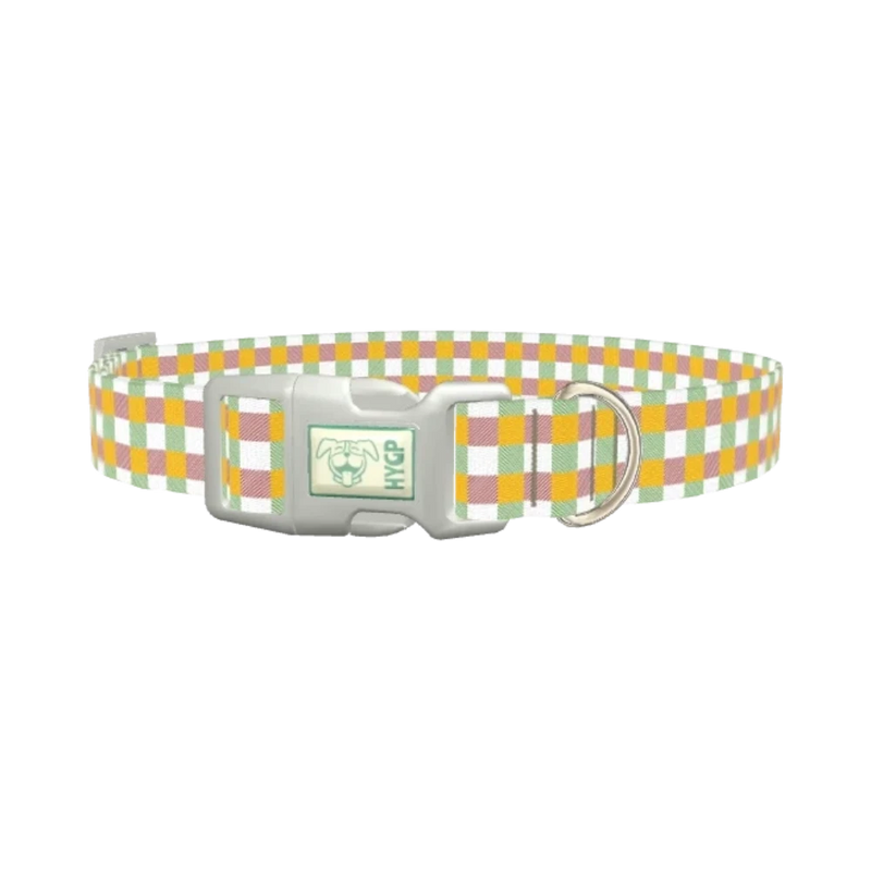 Plaid Stripes Dog Collar - plastic silver
