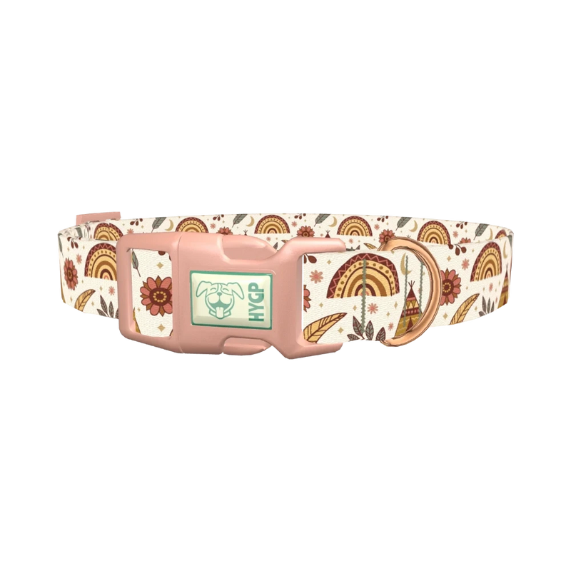 Bohemian Rainbow Dog Collar - plastic rose gold