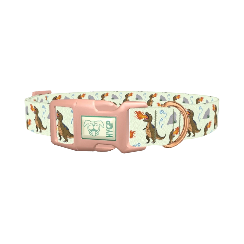 Dinosaur Fire Breath Dog Collar - plastic rose gold
