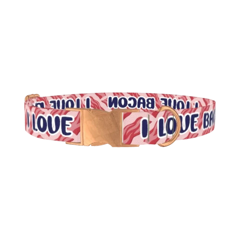Bacon Love Dog Collar - metal rose gold