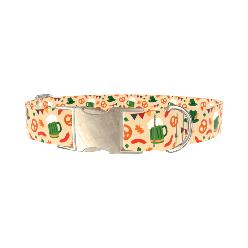 Oktoberfest Beer Dog Collar - metal gold