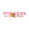 Pink Santa Pattern Dog Collar - metal rose gold