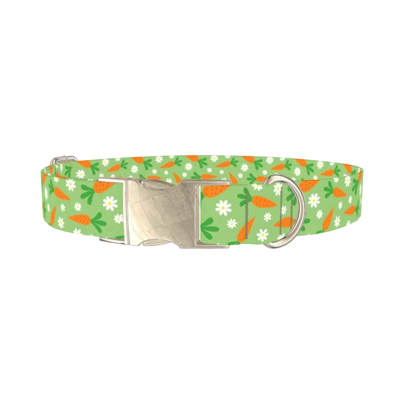Carrot Floral Dog Collar - metal silver