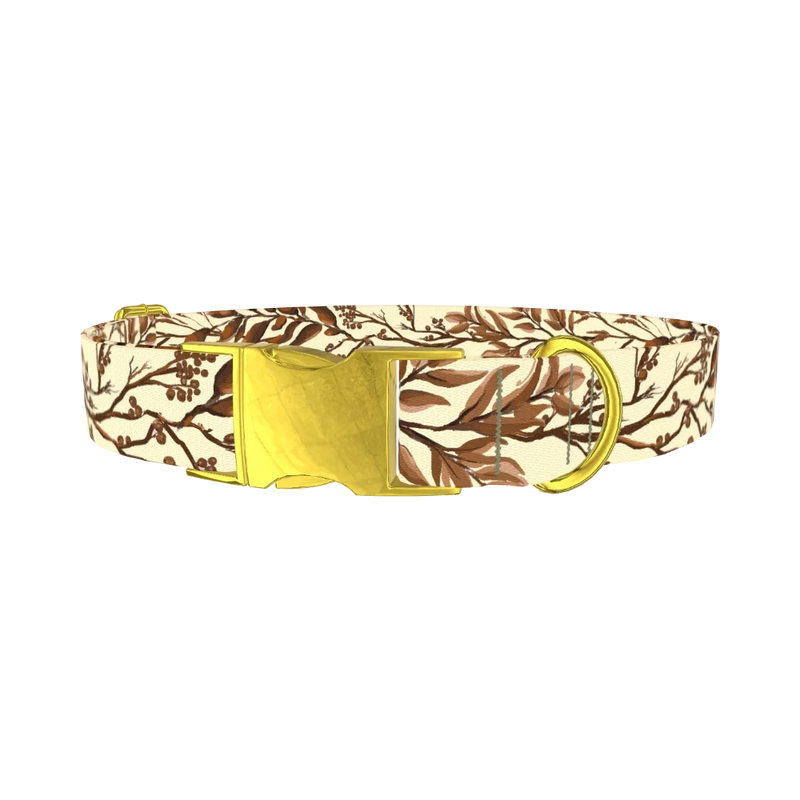 Botanical Branches Dog Collar - metal gold
