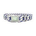 Silver Chain Blue Dog Collar - plastic silver