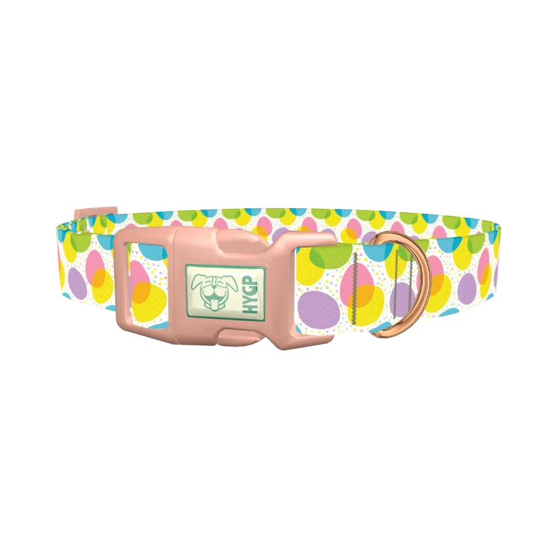 Colorful Easter Egg Pattern Dog Collar - plastic rose gold