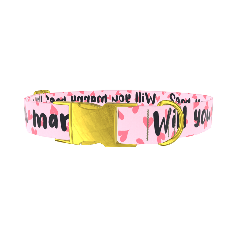 Heart Pattern Dog Collar - metal rose gold