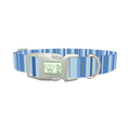 Blue Hexagonal Stripe Dog Collar - plastic silver