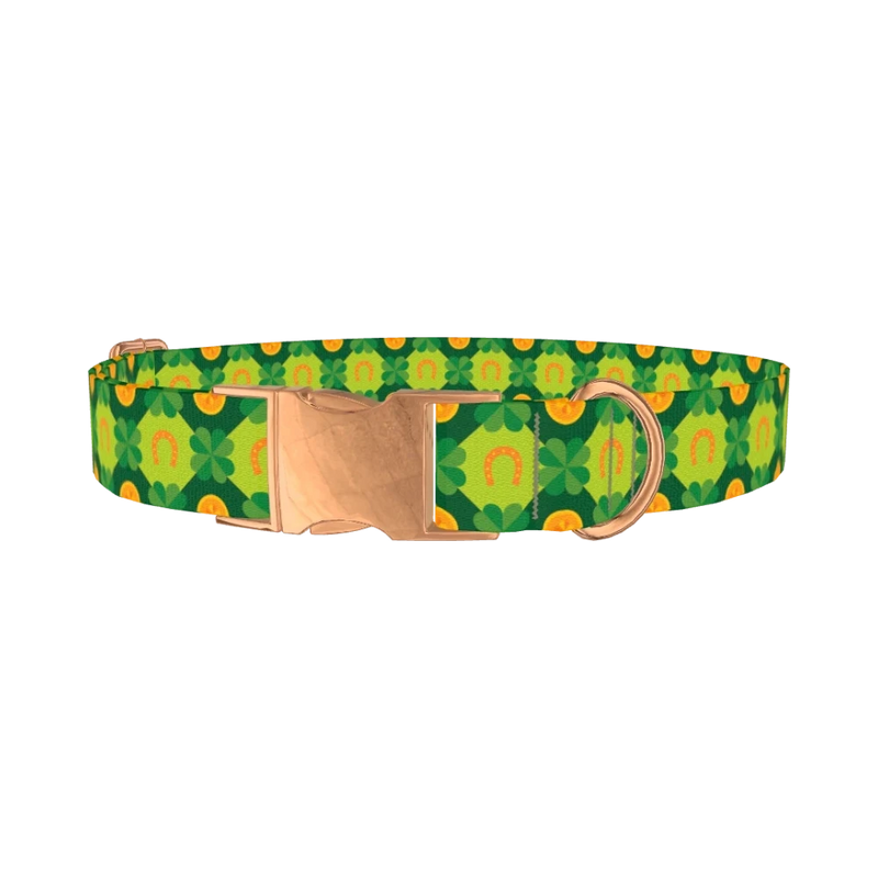 Clover Horseshoe Dog Collar - metal rose gold