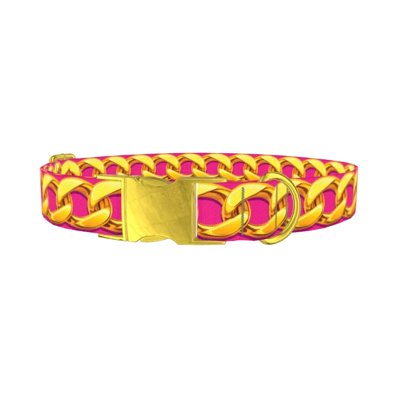 Gold Chain Dog Collar - metal gold