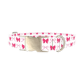 Pink Ribbon Dog Collar - metal silver