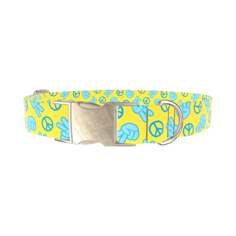 Peace Sign Dog Collar - metal gold