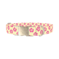 Floral Hibiscus Dog Collar - metal silver