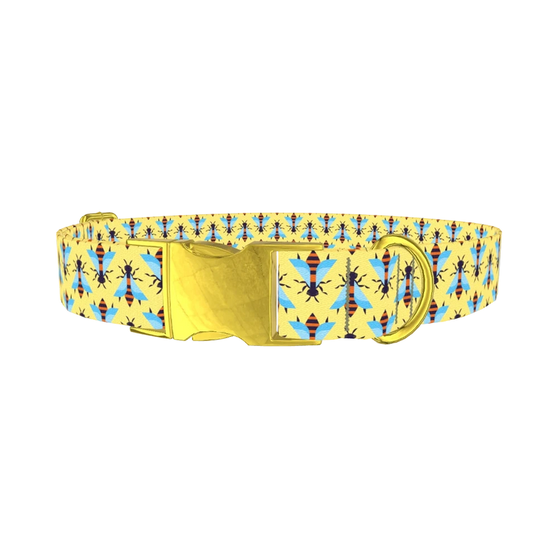 Stylized Bee Dog Collar - metal gold