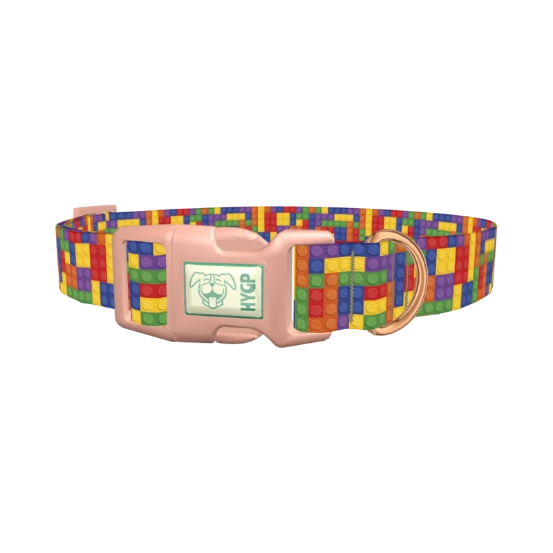 Colorful Block Dog Collar - plastic rose gold