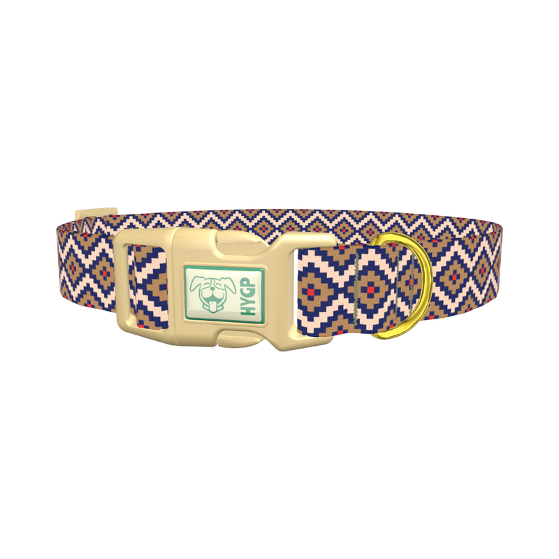 Tribal Geometric Stars Dog Collar - plastic gold