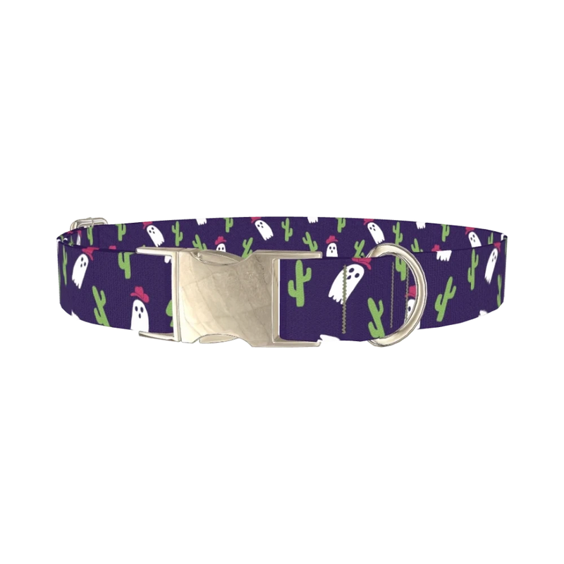 Cactus Ghost Dog Collar - metal silver
