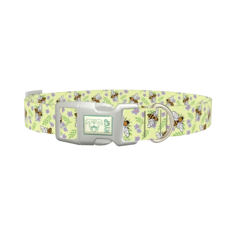 Floral Bee Dog Collar - plastic silver