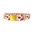 Red Pink Tulip Dog Collar - metal gold