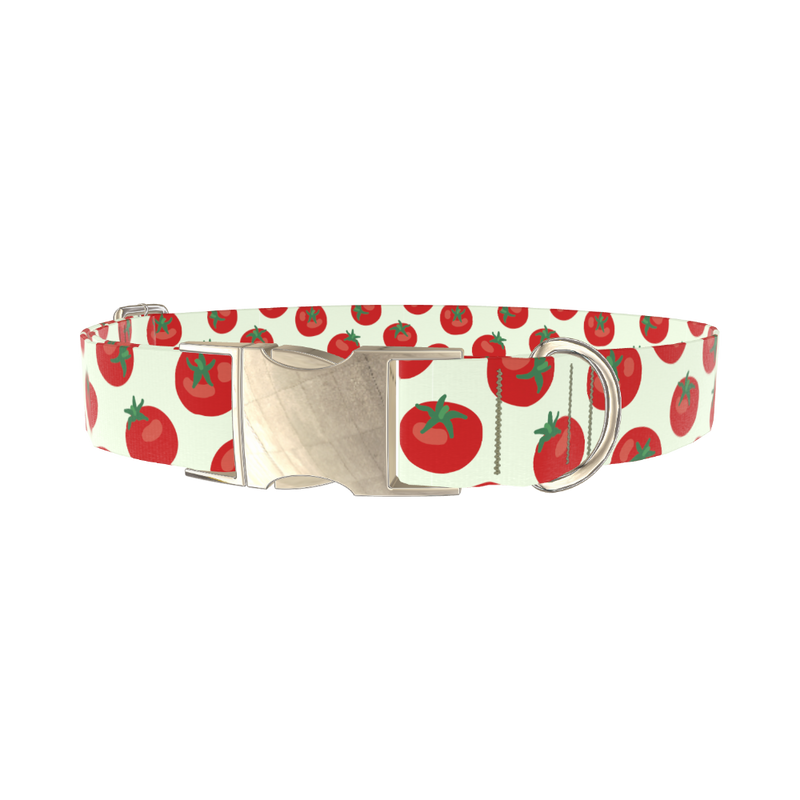Tomato Pattern Dog Collar - metal silver