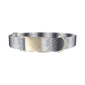 Grey Snake Scale Dog Collar - metal silver