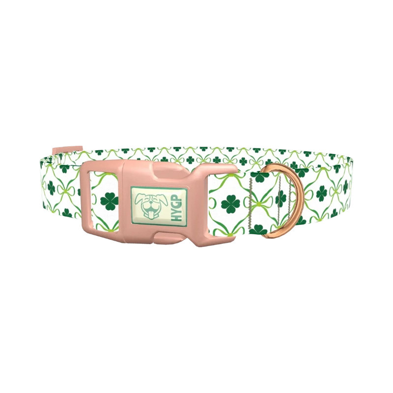 Shamrock Ribbon Dog Collar - plastic rose gold