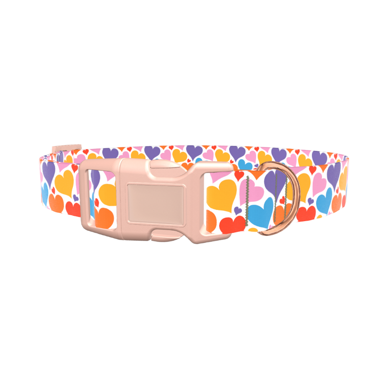Multicolor Heart Dog Collar - plastic gold