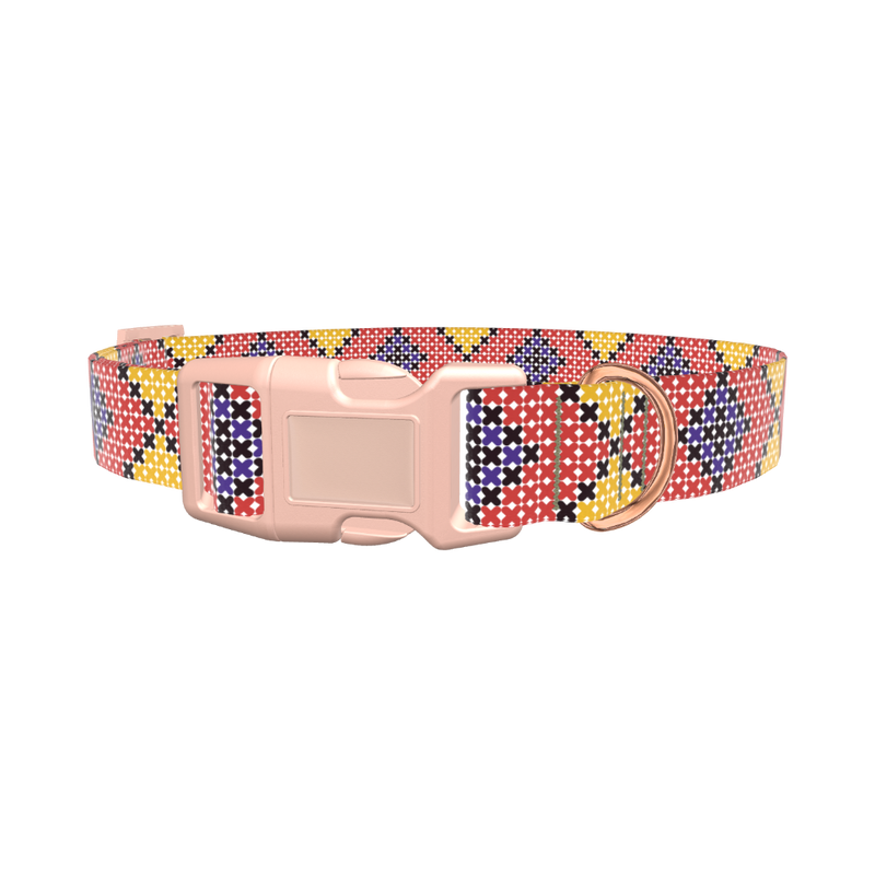Colorful Geometric Dog Collar - plastic gold