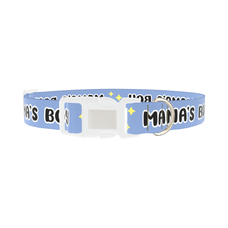 Mamas Boy Dog Collar - plastic silver