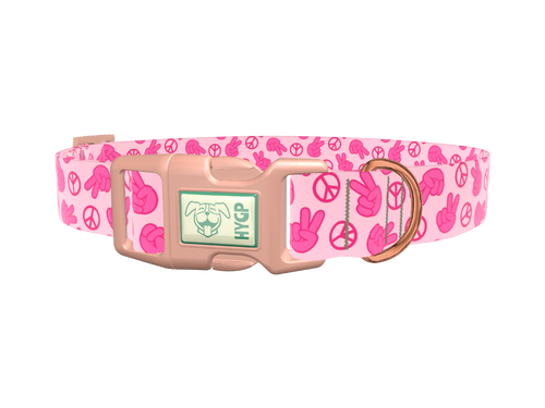Pink Peace Sign Dog Collar