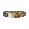 Floral Sunflower Dog Collar - metal silver